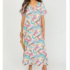 NWT Michelle McDowell Going Bananas Multi Laurie Maxi Dress L